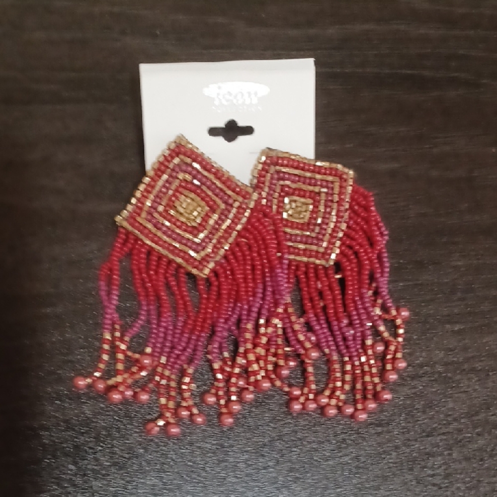 ICON Red and Gold Beaded Earrings